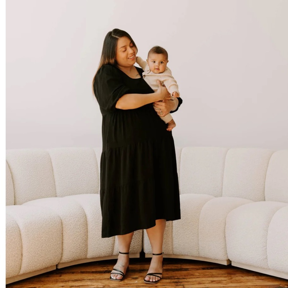 MLM Tiered Breastfeeding Dress - Black